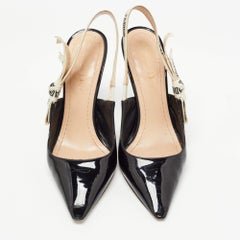 Dior Black Patent Leather J'adior Slingback Pumps Size 36