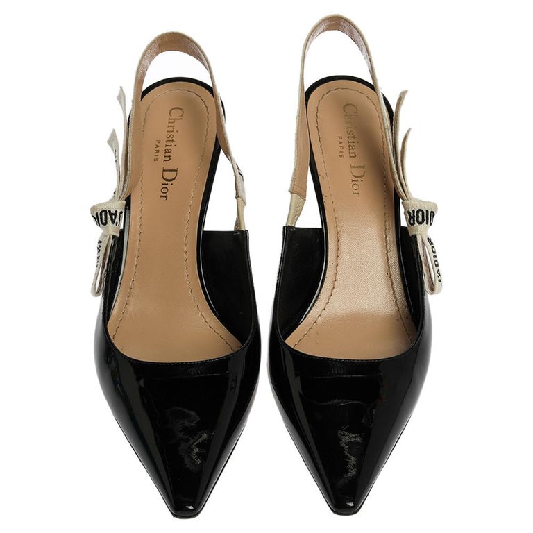 Dior Black Patent Leather J'adior Slingback Pumps Size 41 at 1stDibs