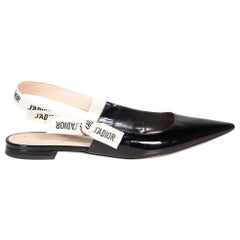 Dior Black Patent Leather J‚AoAdior Slingback Flats Size IT 37.5