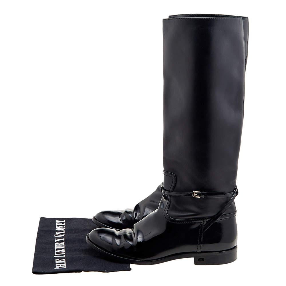 Dior Black Patent Leather Knee Length Boots Size 37.5 5
