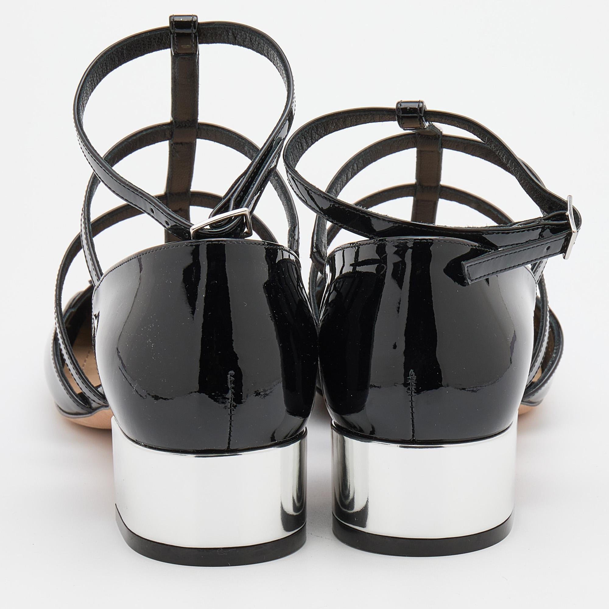 Dior Black Patent Leather La Parisienne Caged Pumps Size 38 In New Condition In Dubai, Al Qouz 2
