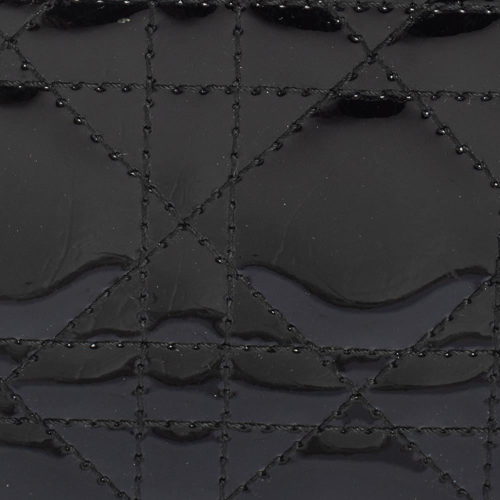 Dior Black Patent Leather Lady Dior Zip Around Wallet 1