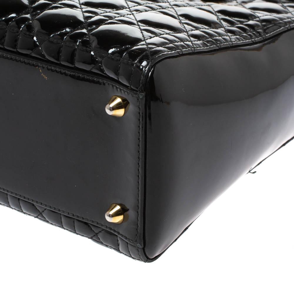 Dior Negro Charol Grande Lady Dior Tote 6