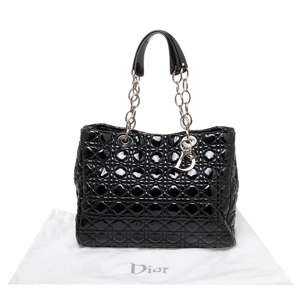 Dior Black Patent Leather Large Lady Dior Tote 9