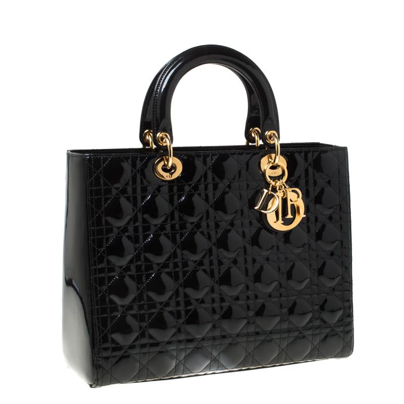 lady dior black patent