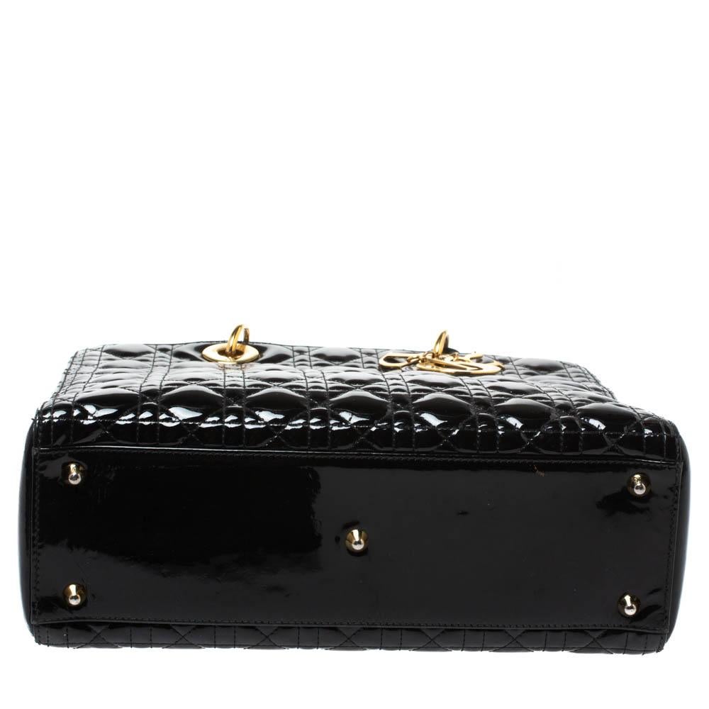 Dior Negro Charol Grande Lady Dior Tote 1