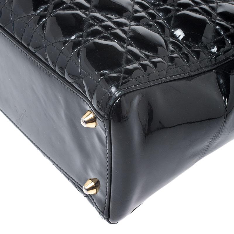 Dior Black Patent Leather Large Lady Dior Tote 2