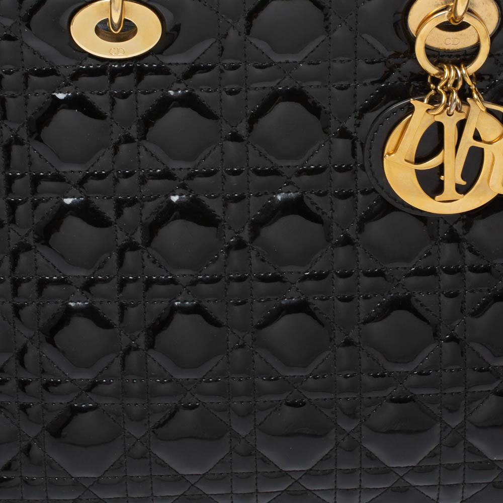 Dior Negro Charol Grande Lady Dior Tote 2