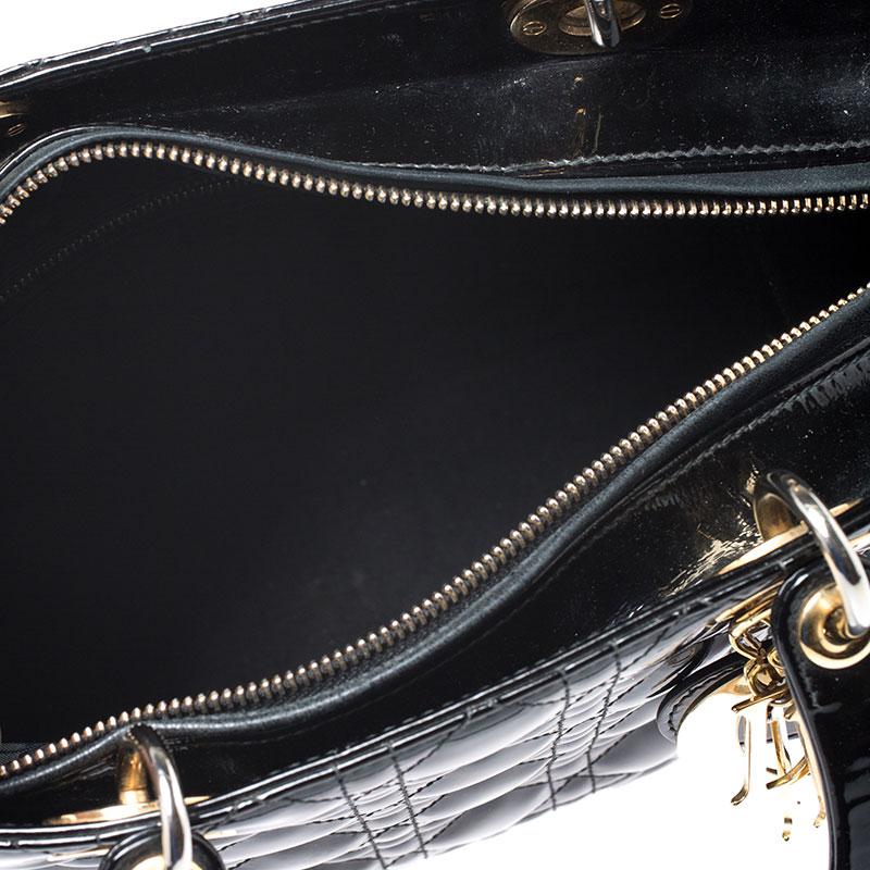 Dior Black Patent Leather Large Lady Dior Tote 4
