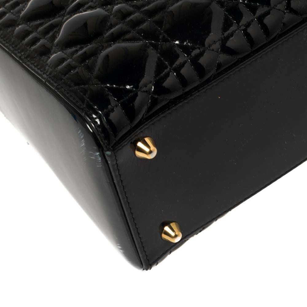 Dior Black Patent Leather Large Lady Dior Tote 4