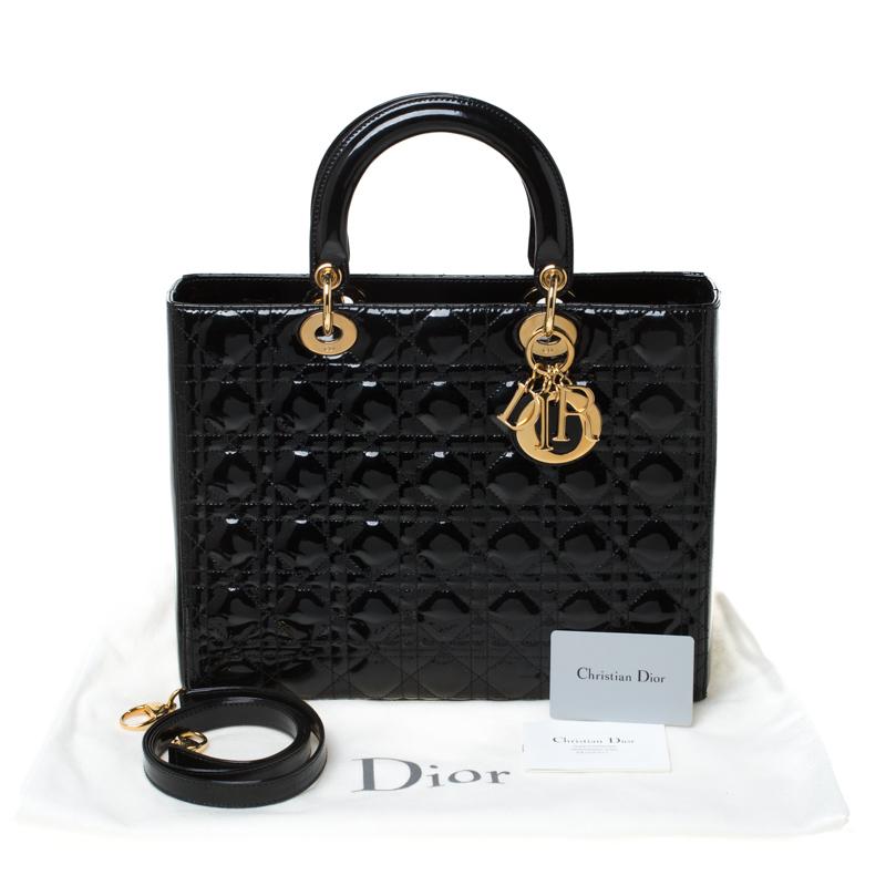 Dior Black Patent Leather Large Lady Dior Tote 3