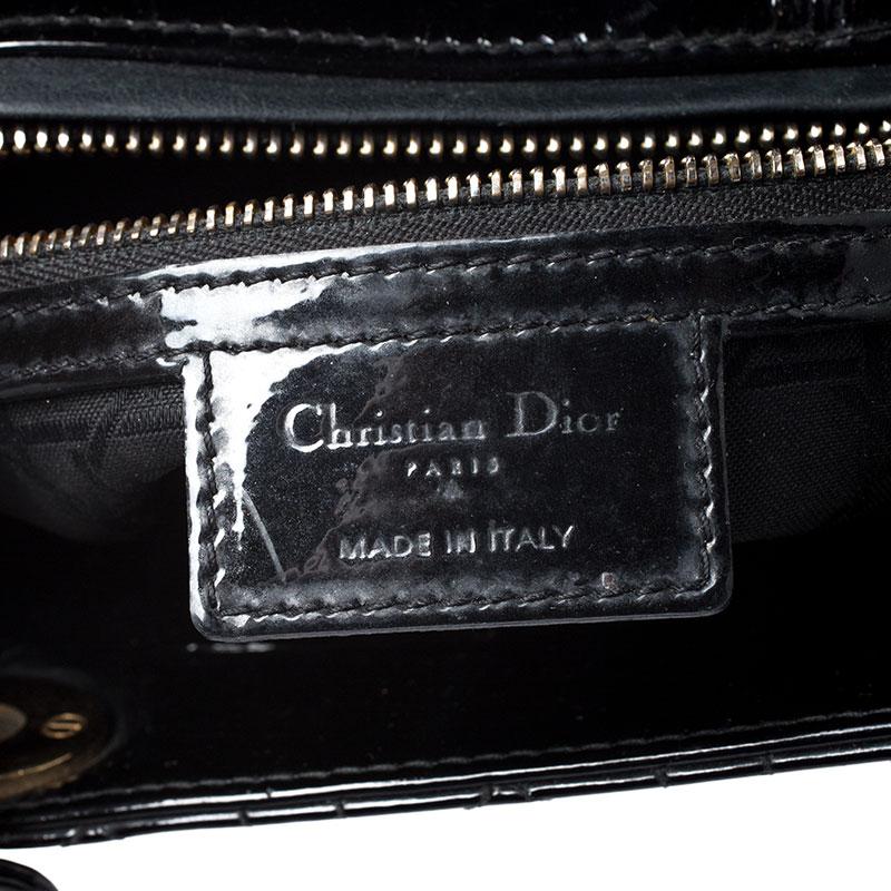 Dior Black Patent Leather Large Lady Dior Tote 5