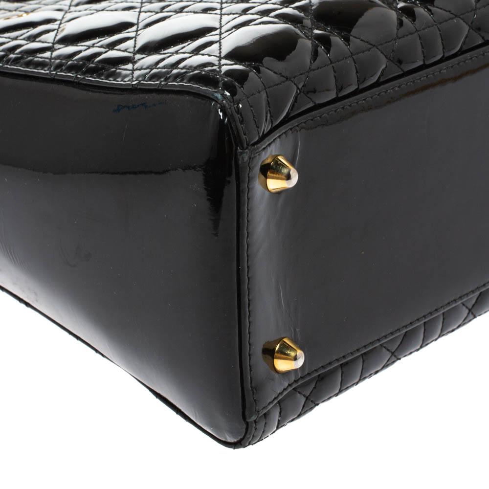 Dior Negro Charol Grande Lady Dior Tote 5