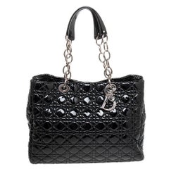 Dior Black Patent Leather Large Lady Dior Tote