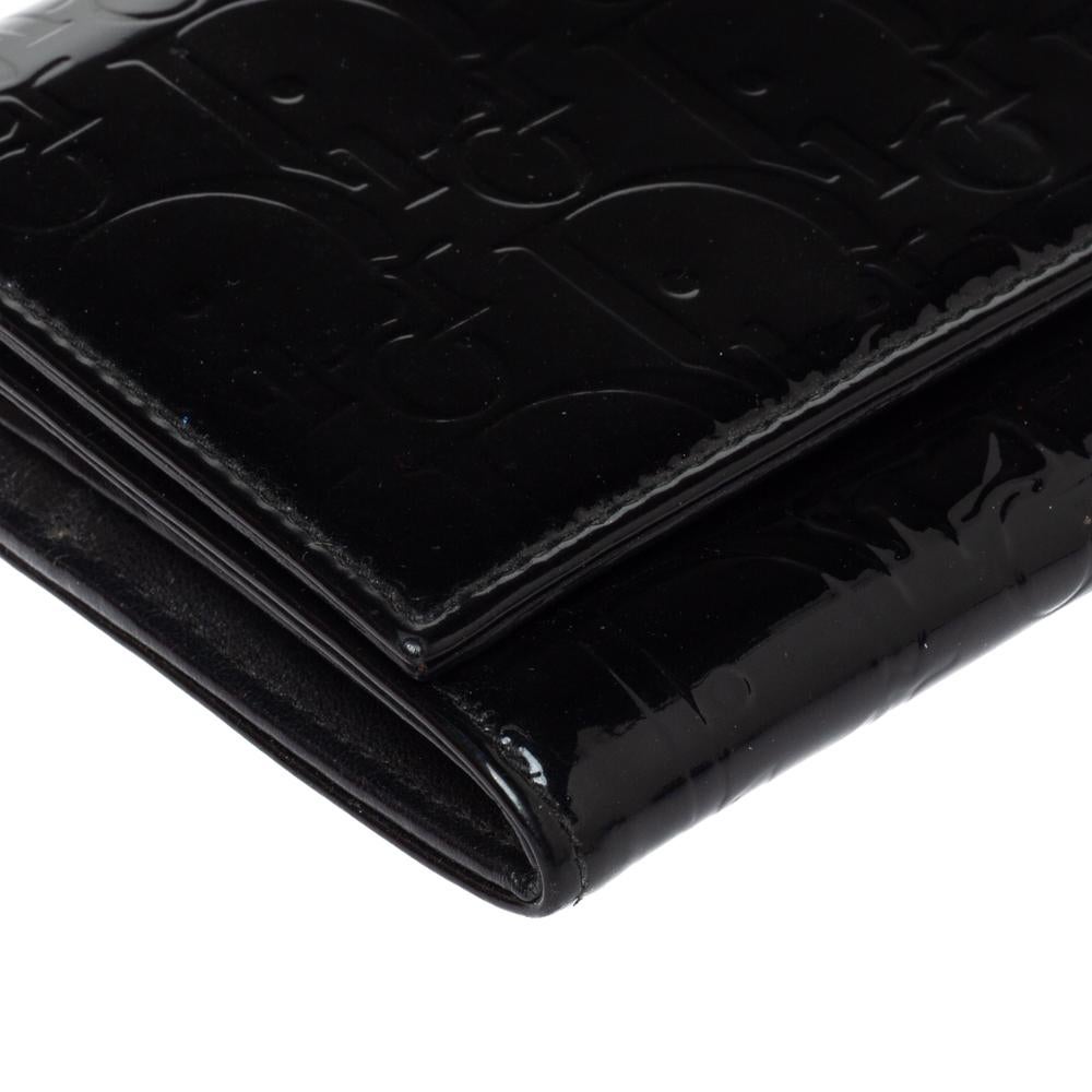 Dior Schwarzes Lackleder Logo Ultimate Continental Geldbörse 1