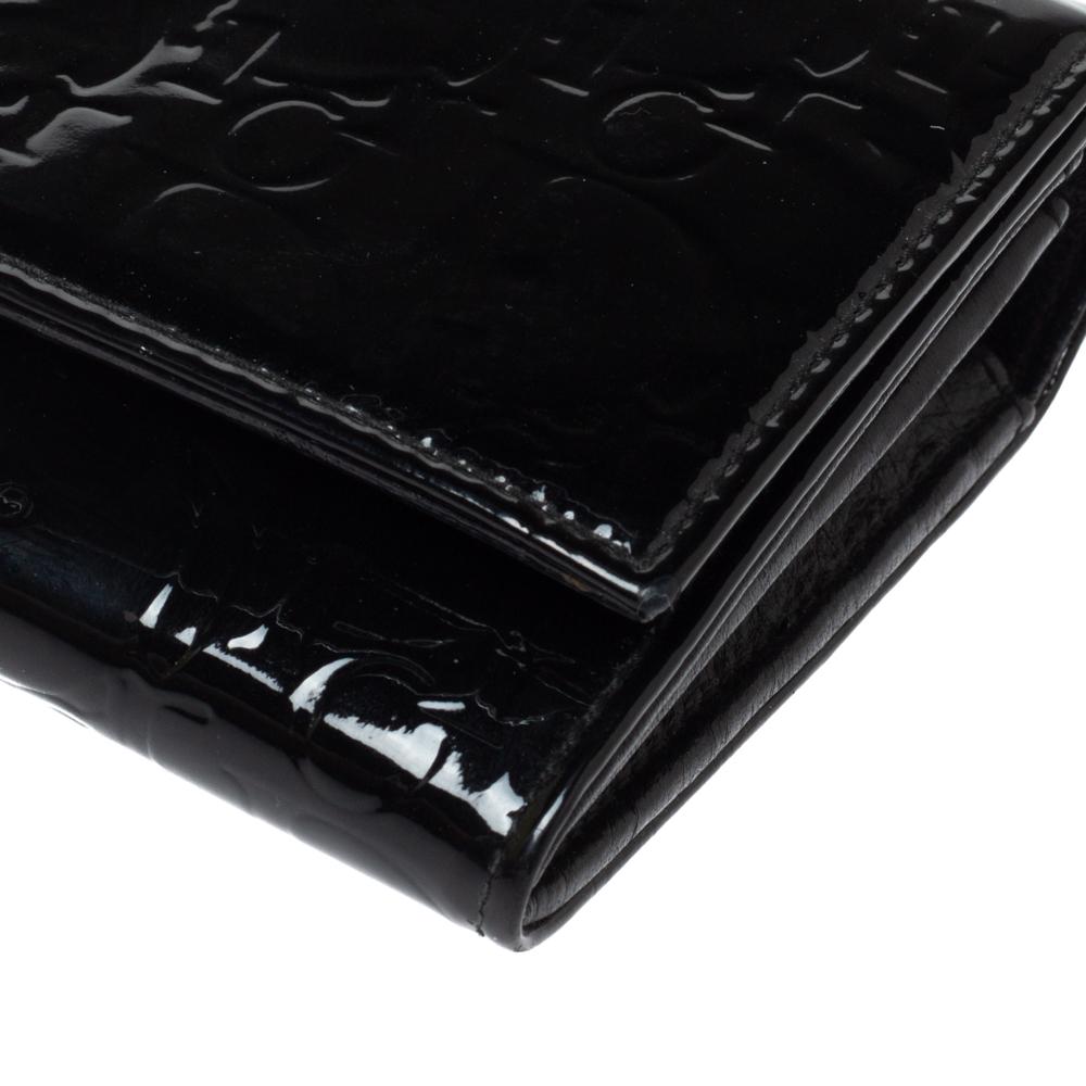 Dior Schwarzes Lackleder Logo Ultimate Continental Geldbörse 4