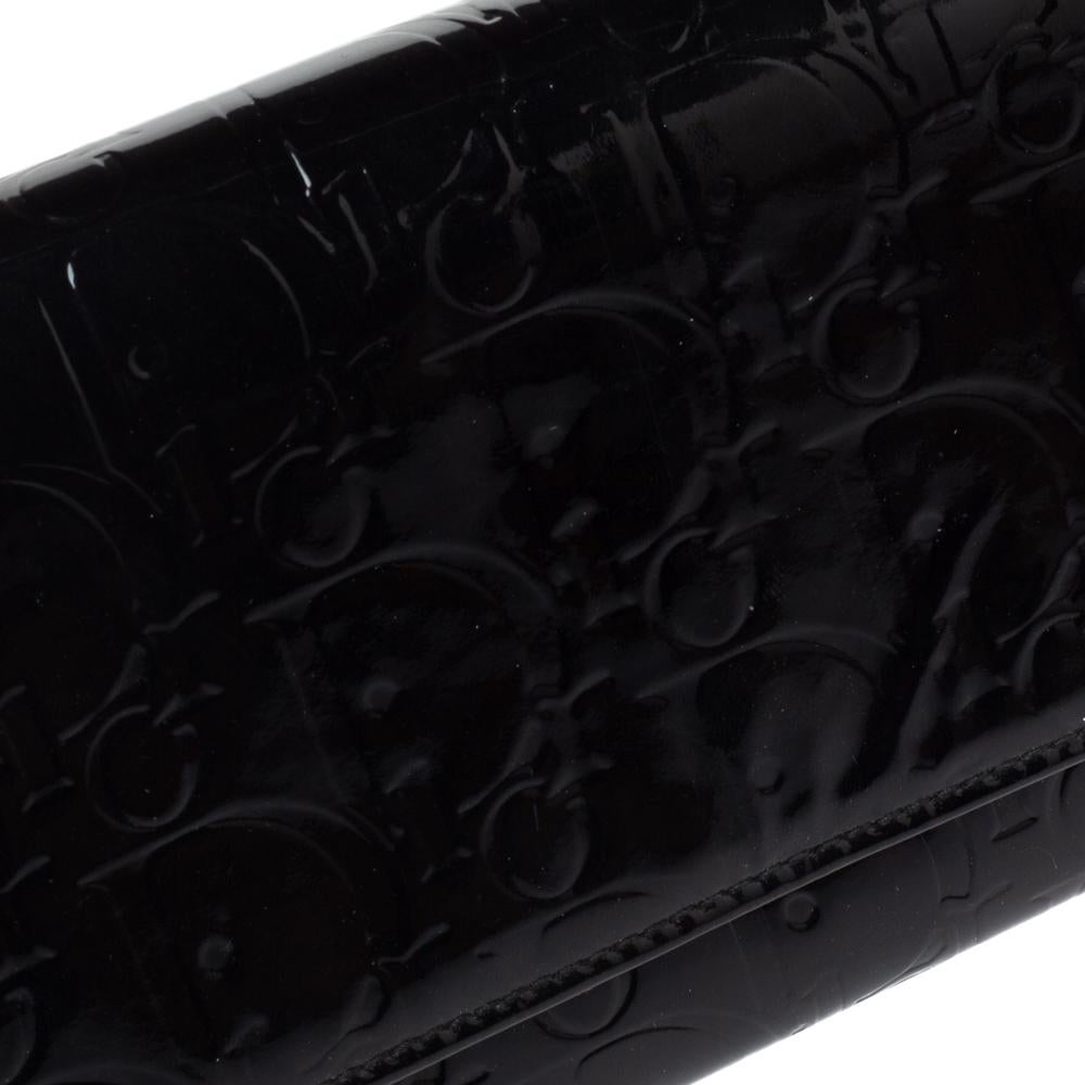 Dior Schwarzes Lackleder Logo Ultimate Continental Geldbörse 5