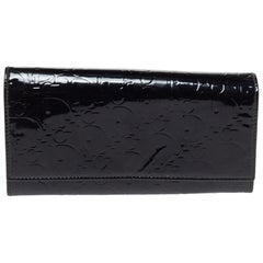 Dior Schwarzes Lackleder Logo Ultimate Continental Geldbörse
