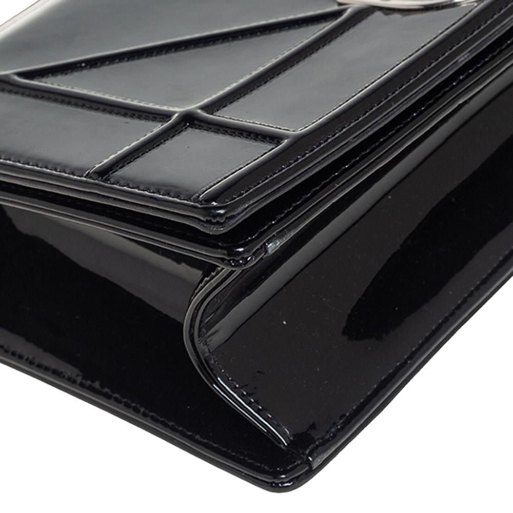 Dior Schwarzes Lackleder Medium Diorama Flap Umhängetasche 6