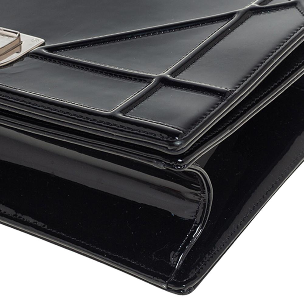 Dior Schwarzes Lackleder Medium Diorama Flap Umhängetasche 3