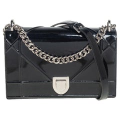 Dior Black Patent Leather Medium Diorama Flap Shoulder Bag