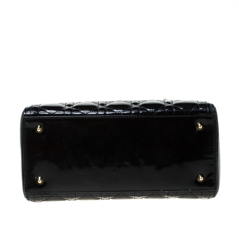 Dior Black Patent Leather Medium Lady Dior Tote 1