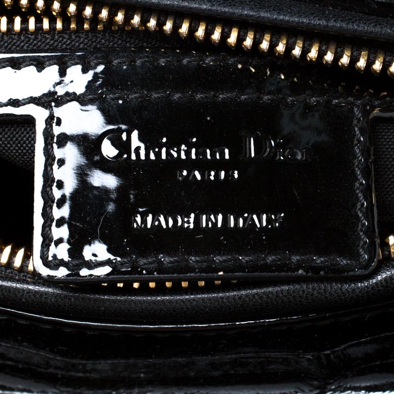 Dior Black Patent Leather Medium Lady Dior Tote 2