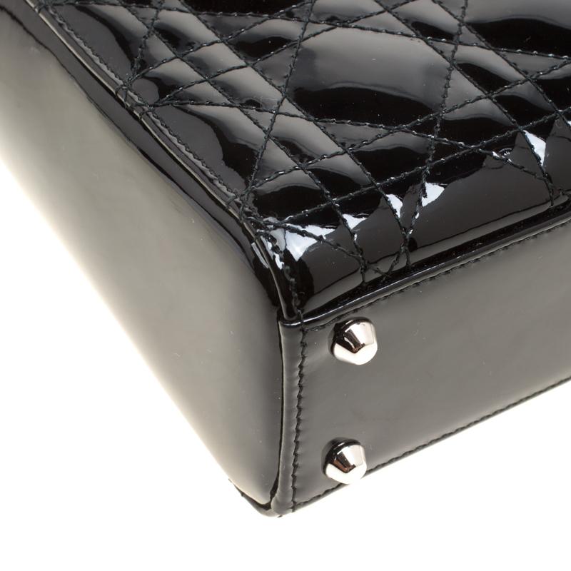Dior Black Patent Leather Mini Lady Dior Top Handle Bag 3