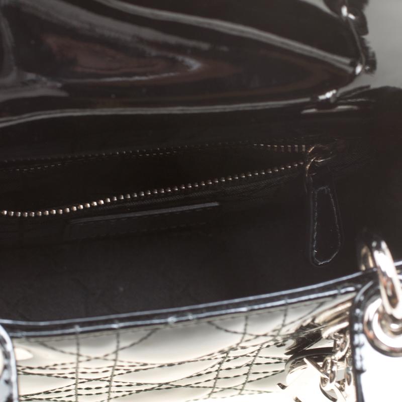 Women's Dior Black Patent Leather Mini Lady Dior Top Handle Bag