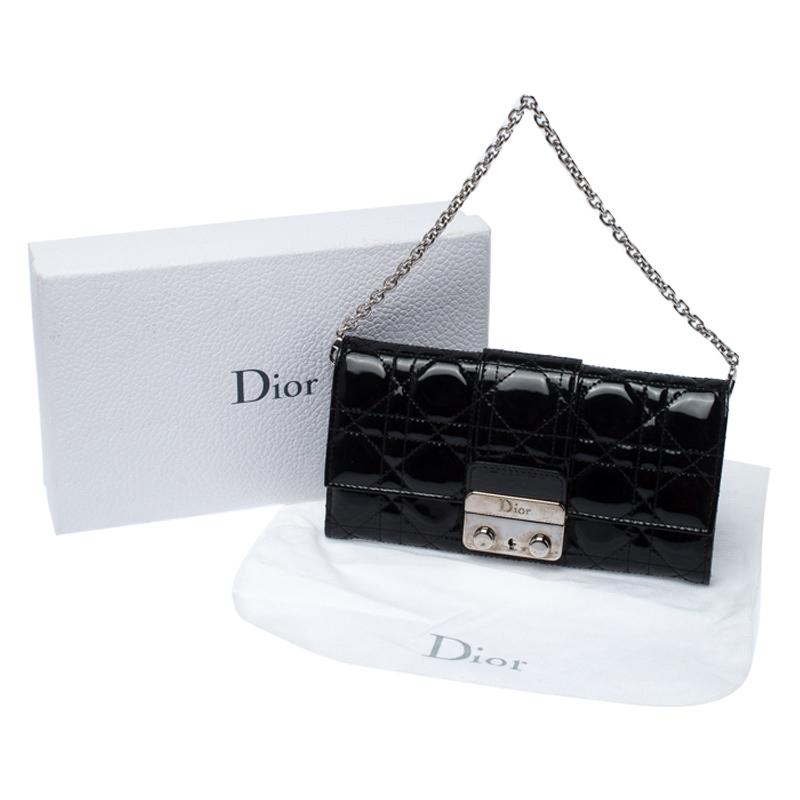 Dior Black Patent Leather Miss Dior Chain Clutch 7