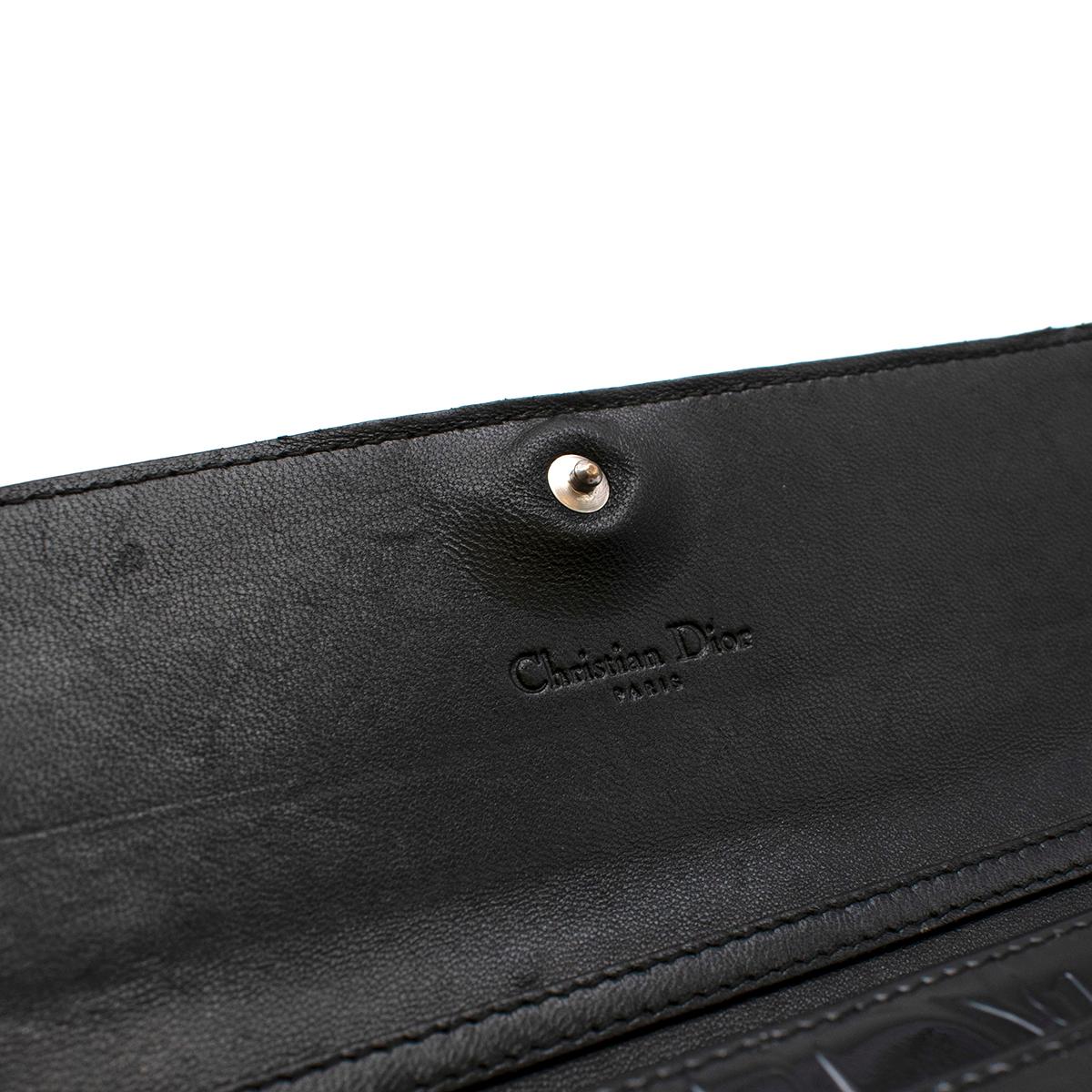 Dior Black Patent Leather Monogram Wallet on Chain In New Condition For Sale In London, GB