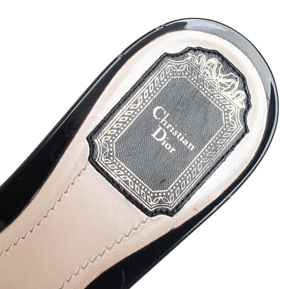 Dior Black Patent Leather Mule Sandals Size 40 1