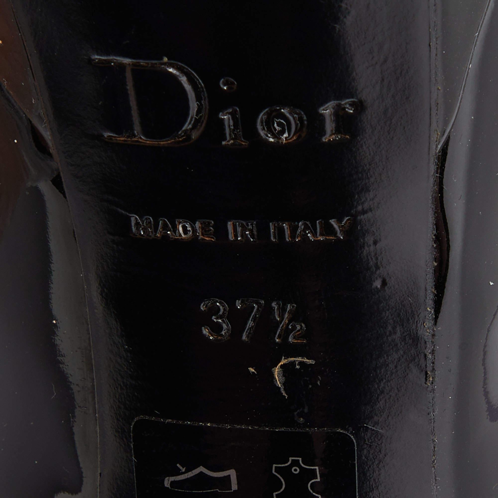 Dior Black Patent Leather Peep Toe Platform Pumps Size 37.5 5