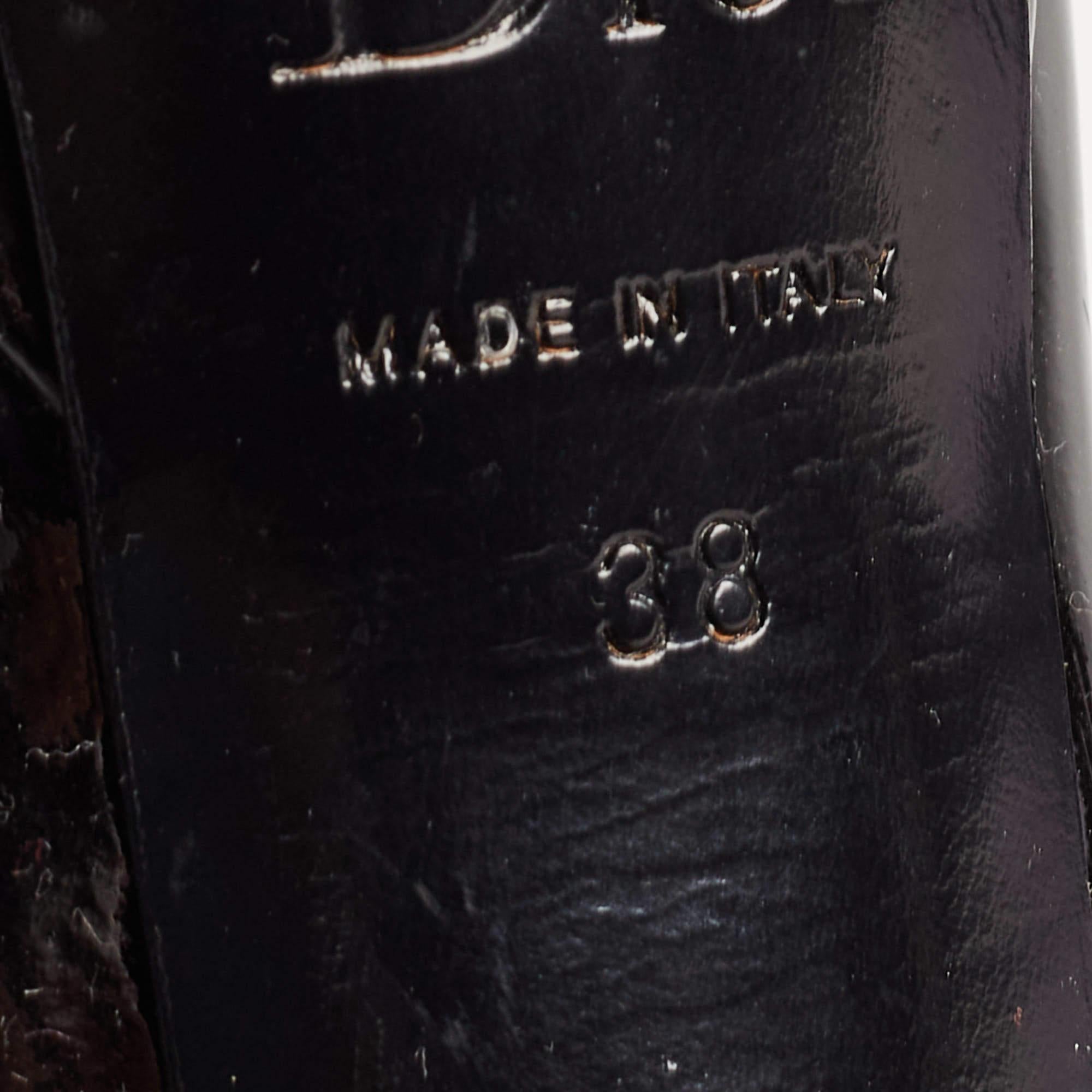Dior Black Patent Leather Peep Toe Platform Pumps Size 38 4