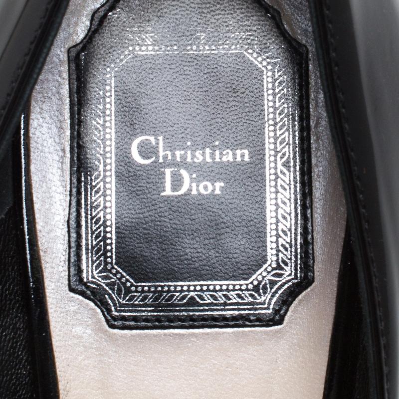 Dior Black Patent Leather Peep Toe Platform Pumps Size 39 1