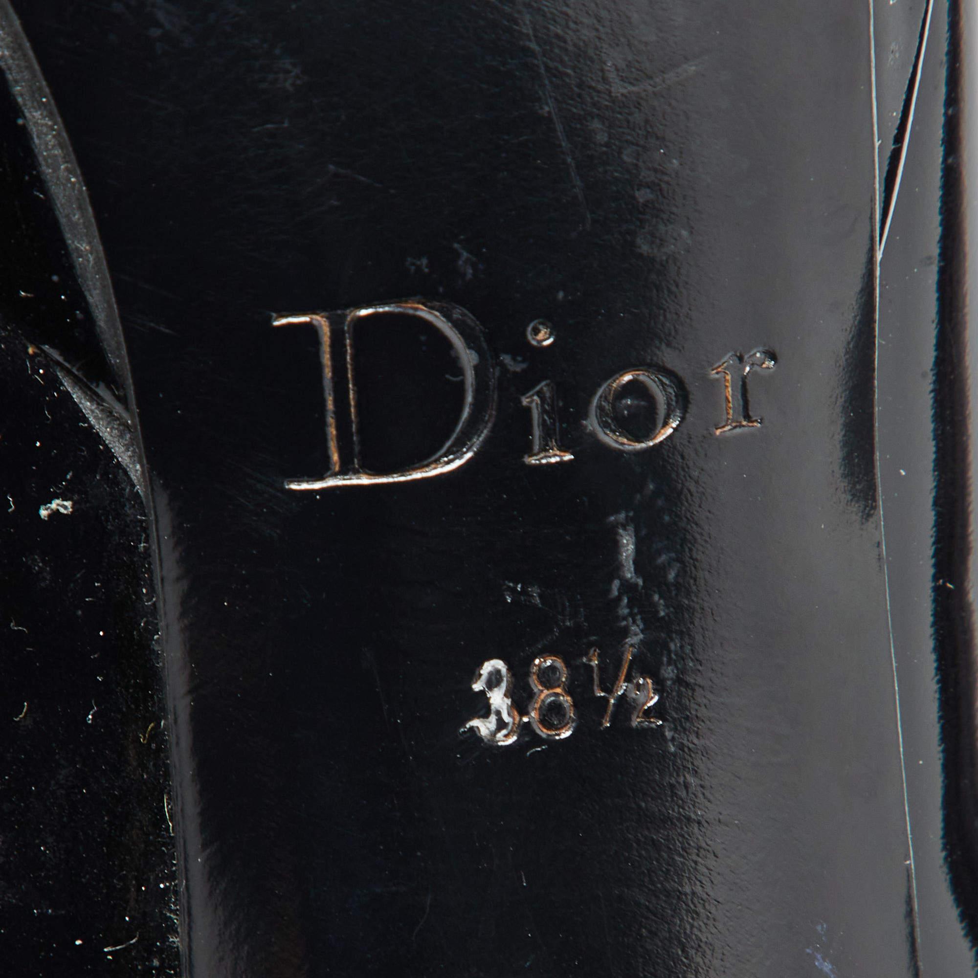 Dior Black Patent Leather Platform Zip Ankle Booties Size 38.5 For Sale 4