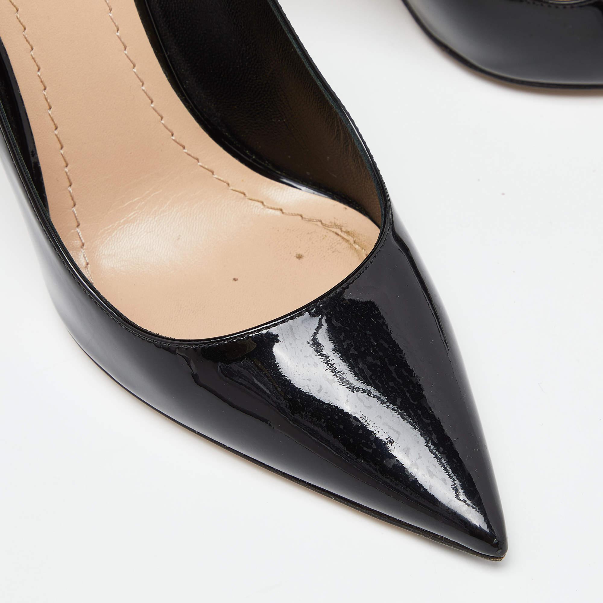 Women's Dior Black Patent Leather Pointed Toe Pumps Size 36.5 For Sale