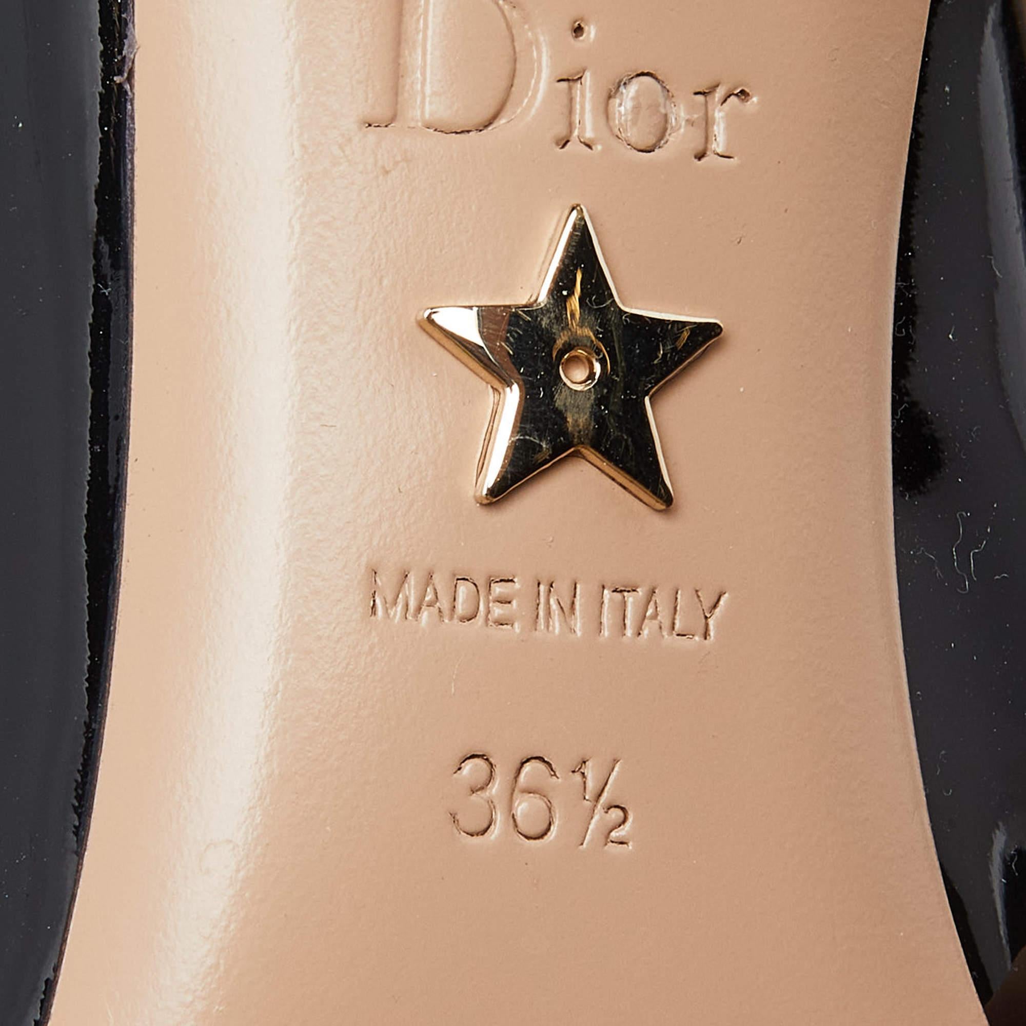 Dior - Escarpins à bout pointu en cuir verni noir - Taille 36,5 en vente 4