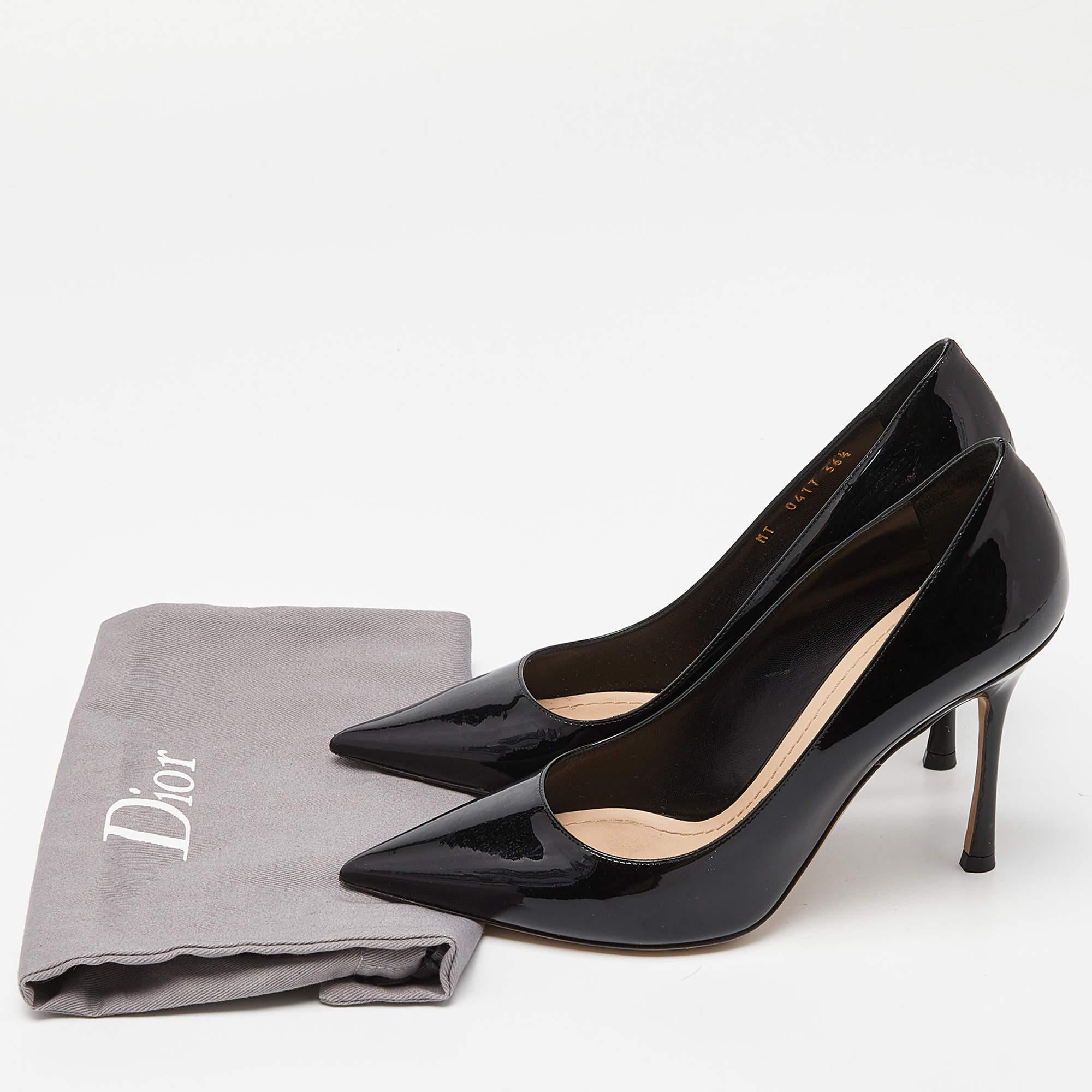 Dior Schwarze Lackleder-Pumps mit spitzer Zehe Größe 36,5 im Angebot 5