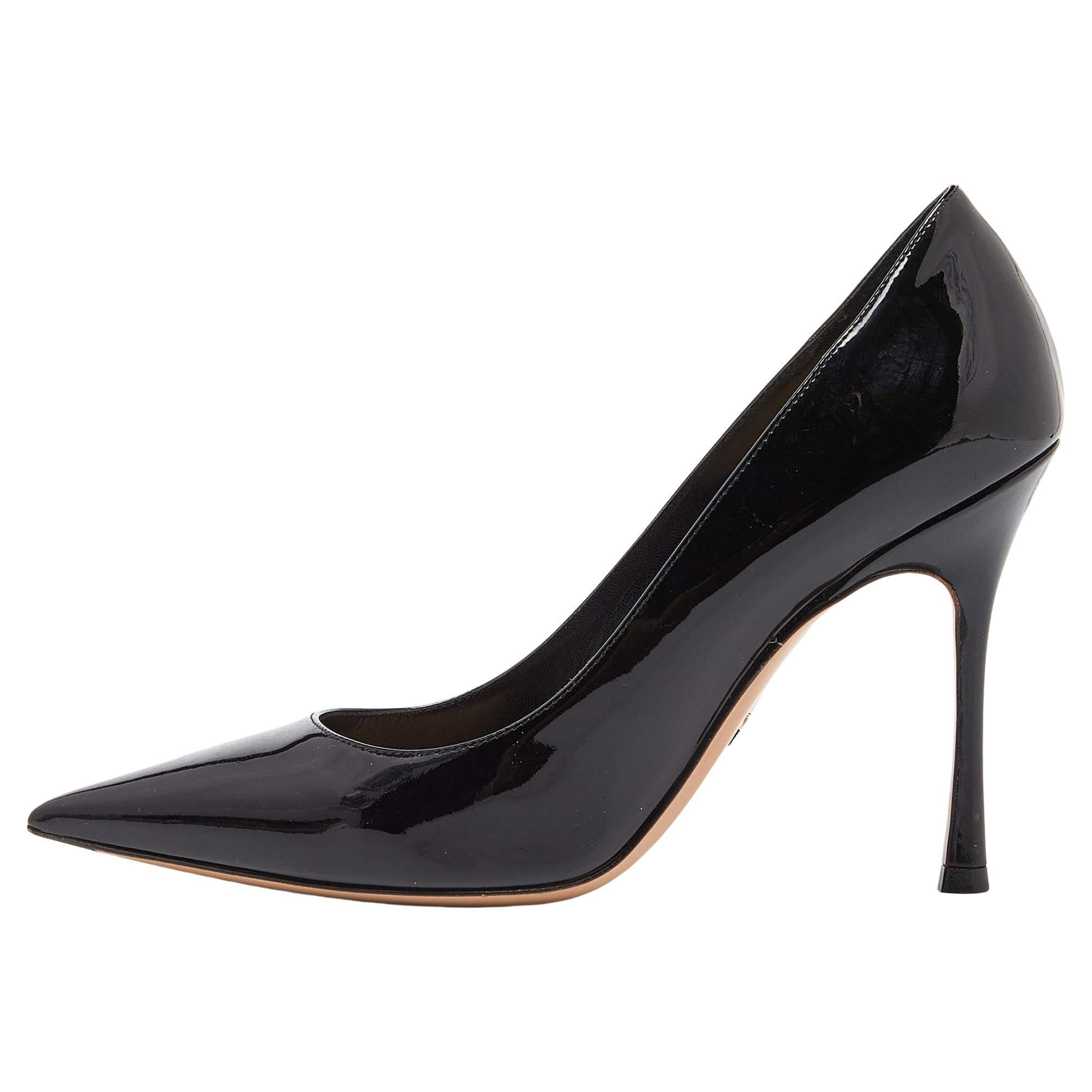 Dior Black Patent Leather Pointed Toe Pumps Size 36.5 For Sale