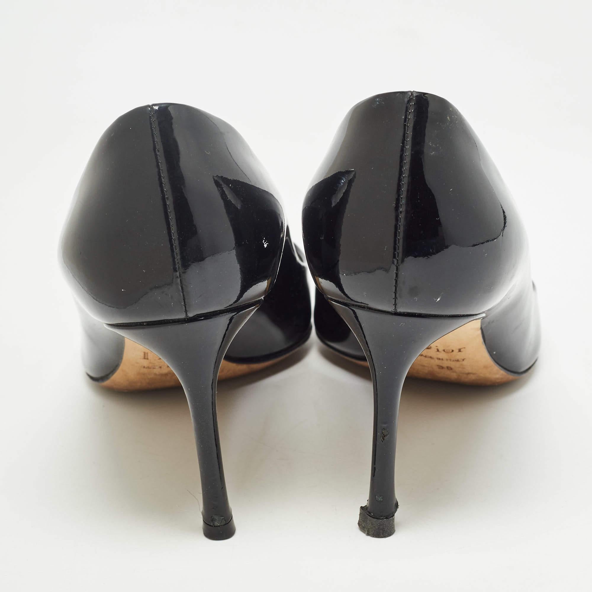 Dior Black Patent Leather Pointed Toe Pumps Size 38 For Sale 1