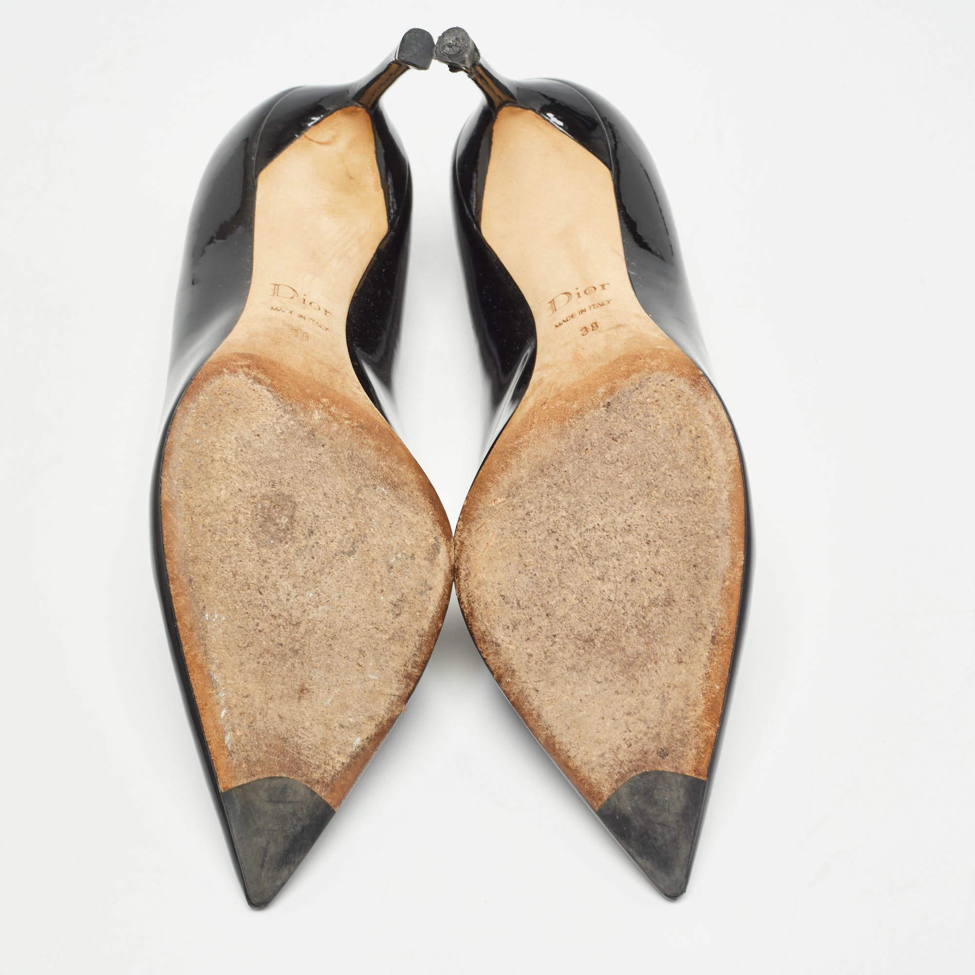Dior Black Patent Leather Pointed Toe Pumps Size 38 For Sale 3