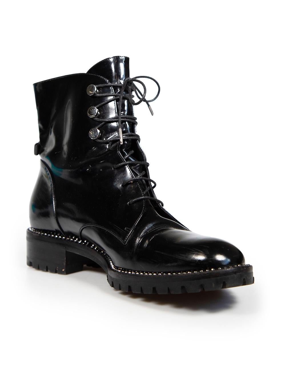 CONDITION is Very good. Minimal wear to the boots is evident. Minimal wear to the front is seen with general creasing to the leather and abrasions on the sides and back of the heels on this used Dior designer resale item.
 
 
 
 Details
 
 
 Model: