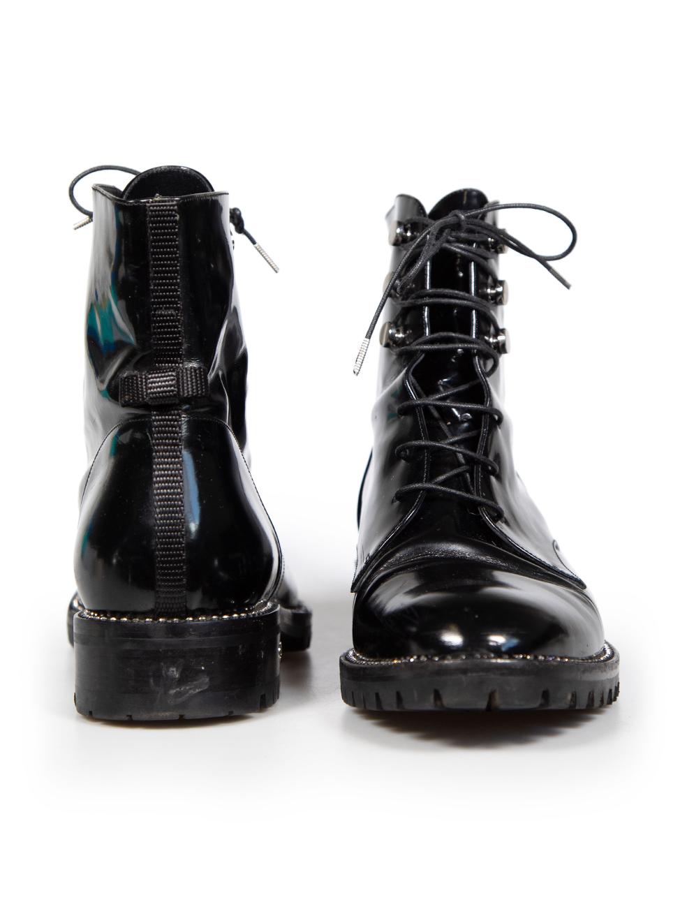 Dior Black Patent Leather Rebelle Boots Size IT 39 In Excellent Condition For Sale In London, GB