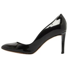Dior Black Patent Leather Round Toe Pumps Size 37.5