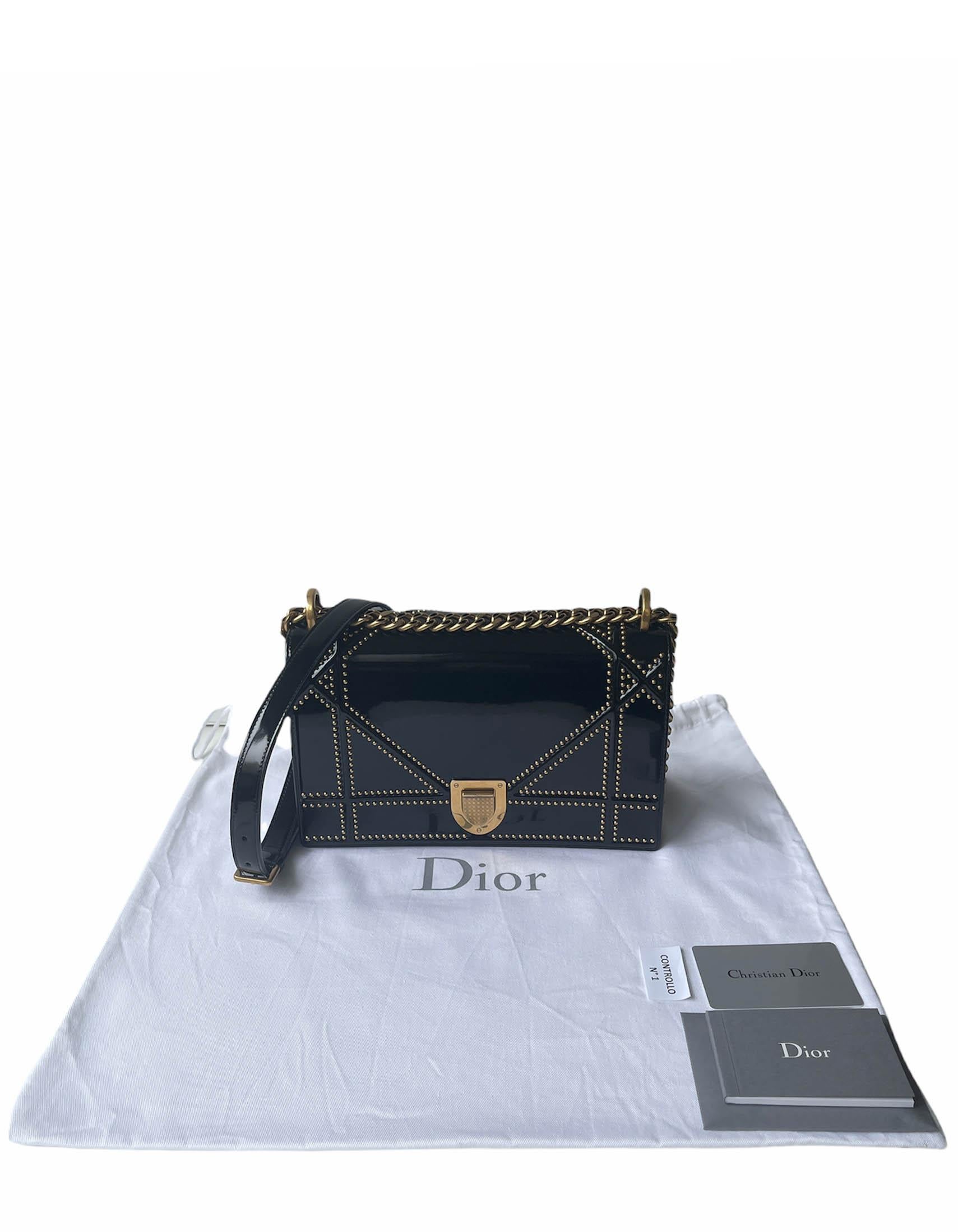 Dior Black Patent Leather Studded Medium Diorama Flap Bag rt. $3, 600 4