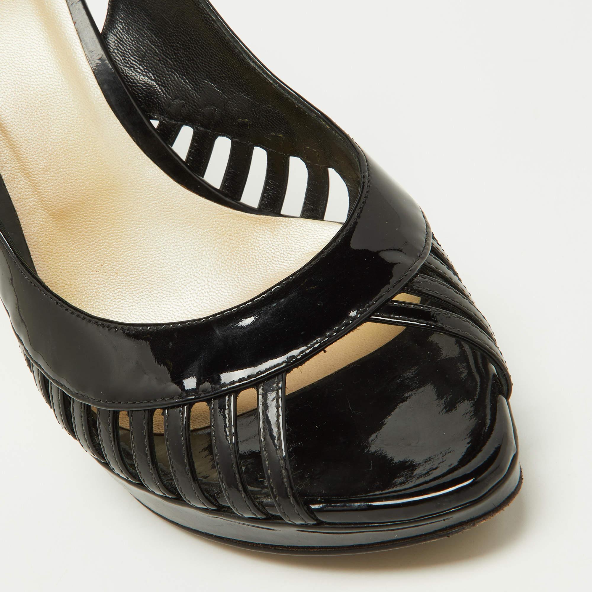 Dior Black Patent Leather Whisper Slingback Sandals Size 38 3