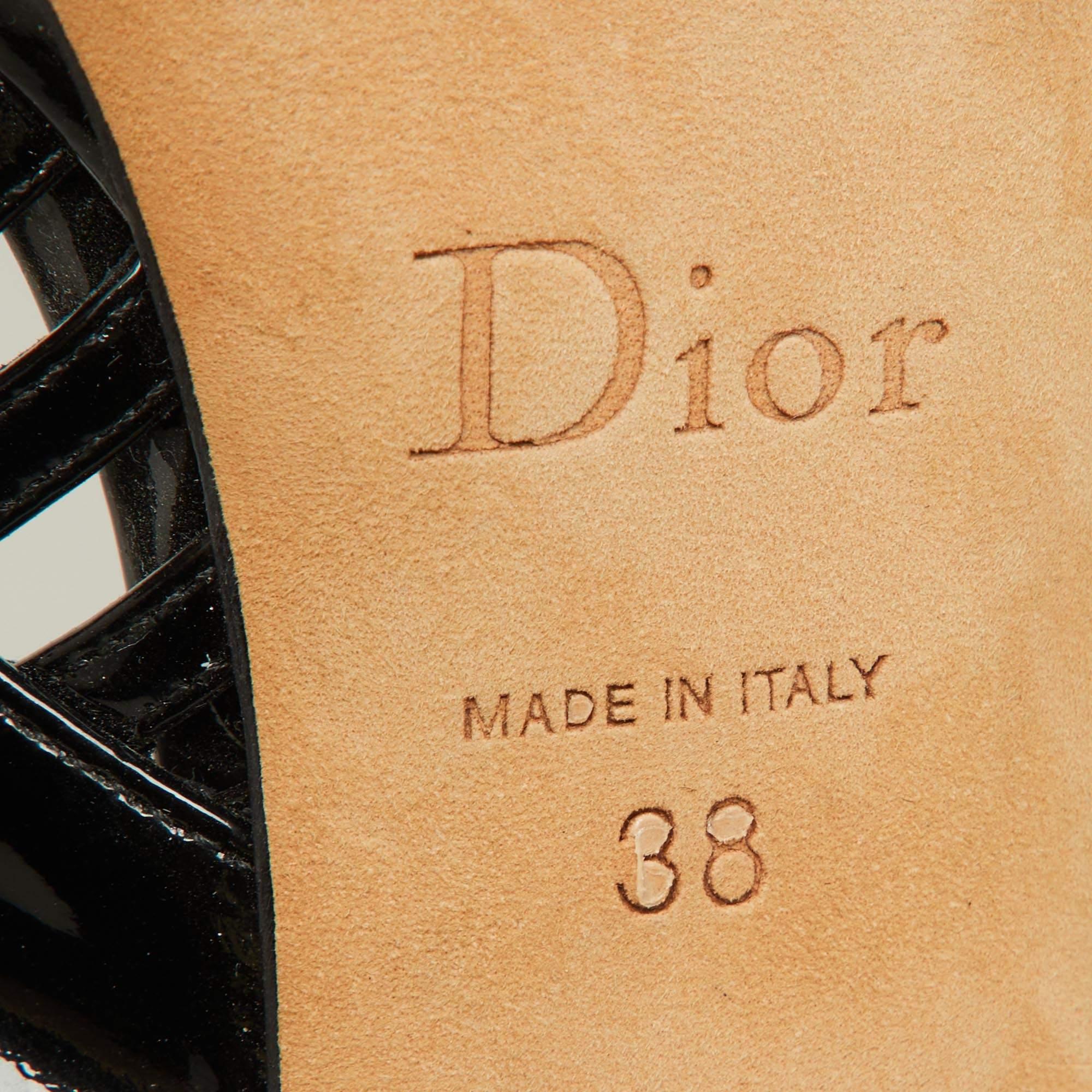 Dior Black Patent Leather Whisper Slingback Sandals Size 38 4