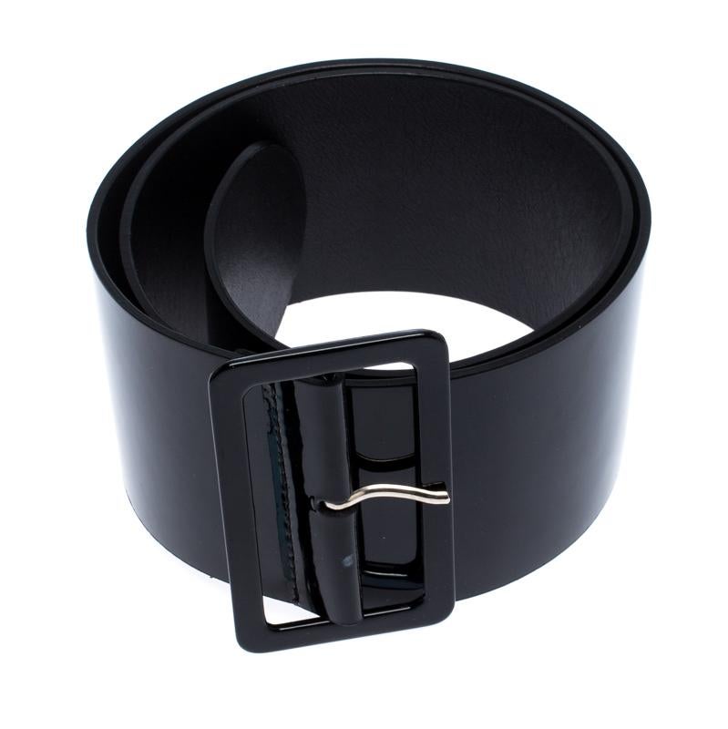 wide patent leather belt