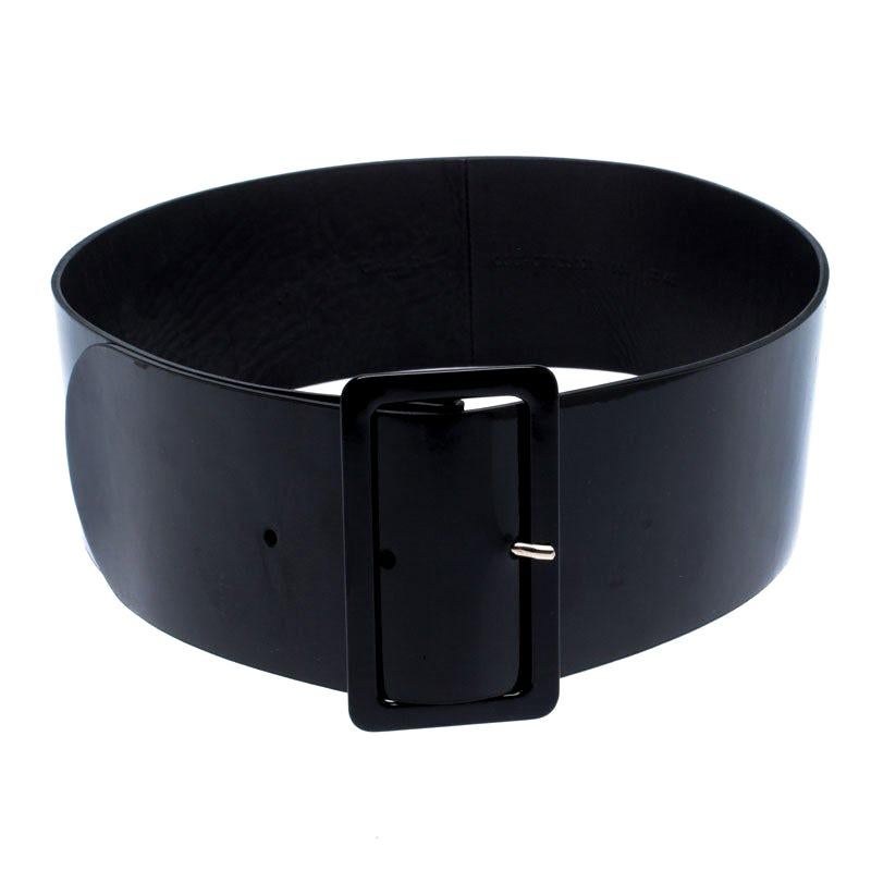 Dior Black Patent Leather Wide Waist Belt 95CM